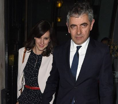 Lily Sastry father Rowan Atkinson with his girlfriend Louise Ford.